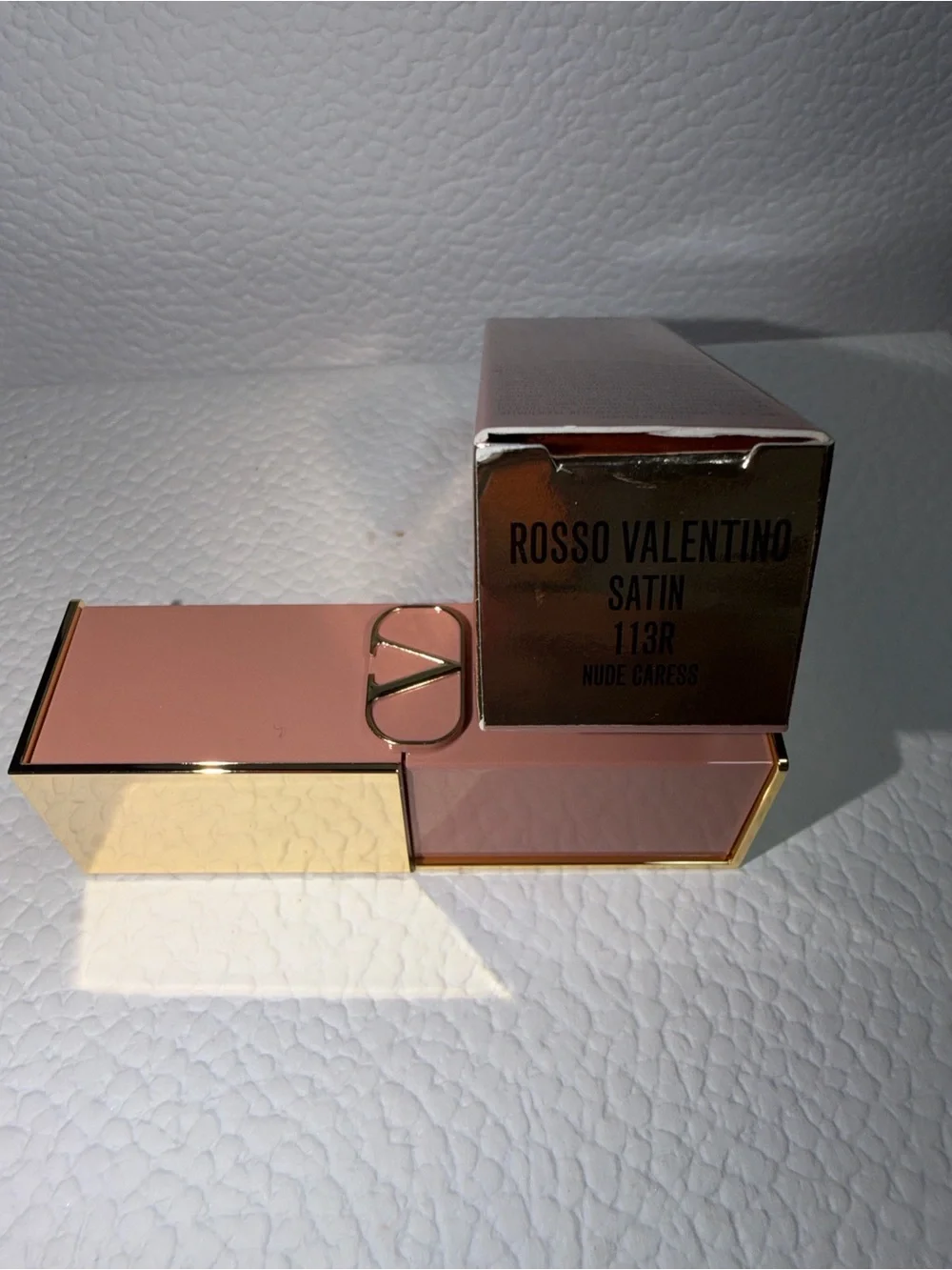 Valentino Satin Lipstick — Nude Caress (peachy nude)